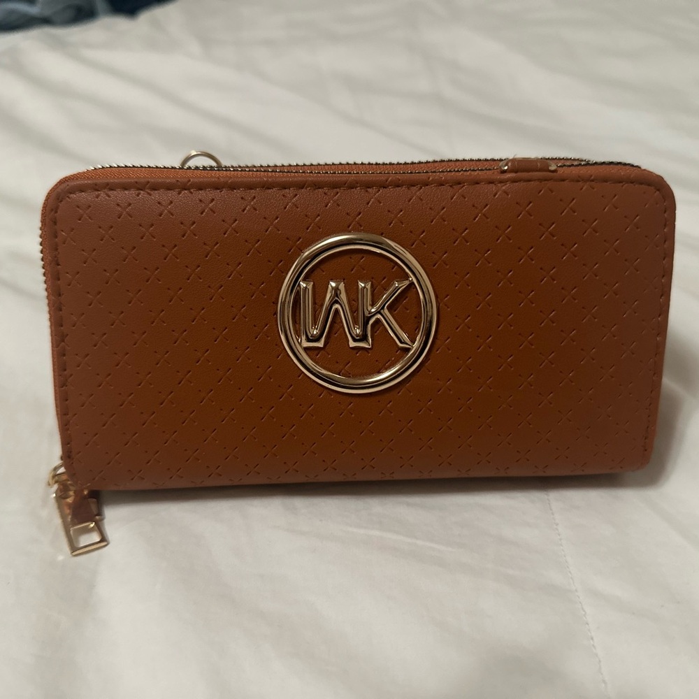 WK Tan Wallet with Gold Accent (not michael kors!)